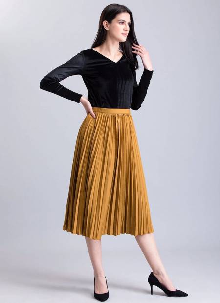 Dark Yellow Colour Divya Nayka Solid Soft Satin Fancy Skirt Collection DF-NYKAA-13